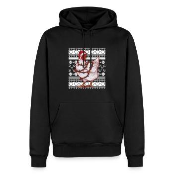 Ugly Christmas Sweater Tshirt Christmas Chicken - Men’s Premium Organic Hoodie - black - Front - Nico (187cm)