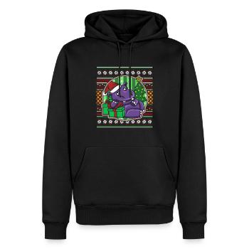 Ugly Christmas Sweater Tshirt Weihnachten Nilpferd - Männer Premium Bio Hoodie - Schwarz - Vorne - Nico (187cm)
