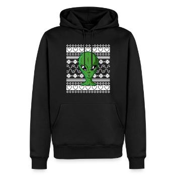 Pull de Noël moche Tshirt Weihnachten Alien - Sweat à capuche Premium bio Homme - noir - Devant - Nico (187cm)