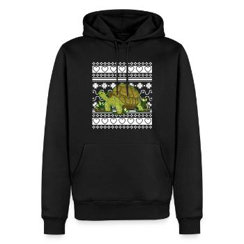 Pull de Noël moche Tortue de Noël - Sweat à capuche Premium bio Homme - noir - Devant - Nico (187cm)