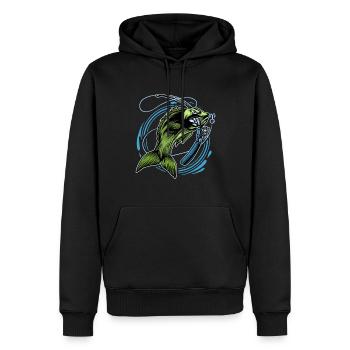Pêche - Sweat à capuche Premium bio Homme - noir - Devant - Nico (187cm)