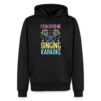 Karaoké Chanteur Années 80 Rétro I’d - Sweat à capuche Premium bio Homme - noir - Devant - Nico (187cm)