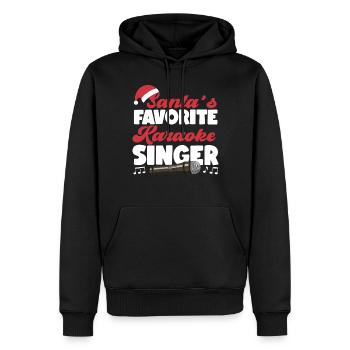 Chanteur de karaoké Noël Père Noël - Sweat à capuche Premium bio Homme - noir - Devant - Nico (187cm)