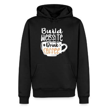 Create Website Coffee Drinking Lover Job - Men’s Premium Organic Hoodie - black - Front - Nico (187cm)