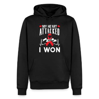 Mein Herz Hat Angegriffen Und Ich Habe Gewonnen - Männer Premium Bio Hoodie - Schwarz - Vorne - Nico (187cm)