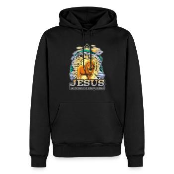 Jésus-Christ Symbole chrétien Don de Croix - Sweat à capuche Premium bio Homme - noir - Devant - Nico (187cm)