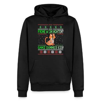 Frohe Weihnachten Dünnes Eis Heiligabend Katze - Männer Premium Bio Hoodie - Schwarz - Vorne - Nico (187cm)