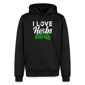 J’aime les herbes Herb Herb Jardin - Sweat à capuche Premium bio Homme - noir - Devant - Nico (187cm)