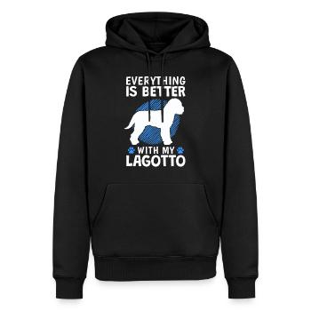 Everything better with Lagotto Romagnolo Truffle Dog - Men’s Premium Organic Hoodie - black - Front - Nico (187cm)
