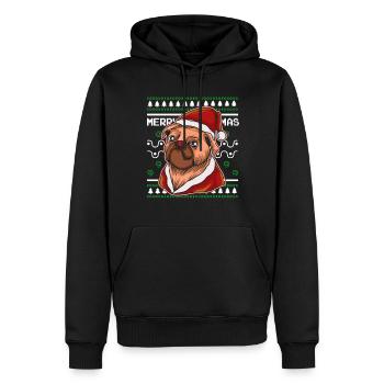 Pull de Noël moche Tshirt Carlin de Noël - Sweat à capuche Premium bio Homme - noir - Devant - Nico (187cm)