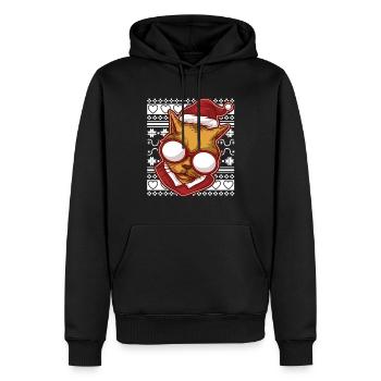 Moche pull de Noël Tshirt chat de Noël - Sweat à capuche Premium bio Homme - noir - Devant - Nico (187cm)