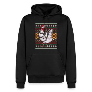 Ugly Christmas Sweater Tshirt Christmas Chicken - Men’s Premium Organic Hoodie - black - Front - Nico (187cm)