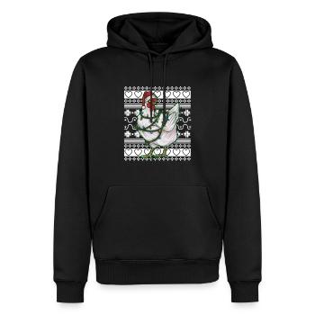 Ugly Christmas Sweater Tshirt Christmas Chicken - Men’s Premium Organic Hoodie - black - Front - Nico (187cm)