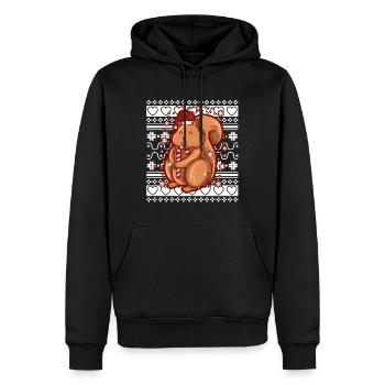 Pull de Noël moche Écureuil de Noël - Sweat à capuche Premium bio Homme - noir - Devant - Nico (187cm)