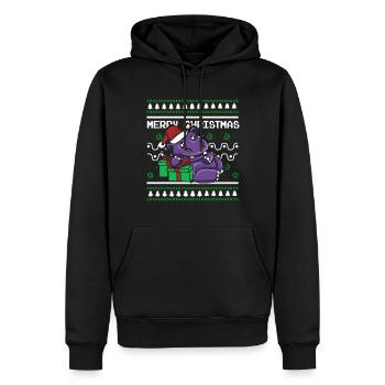 Ugly Christmas Sweater Tshirt Weihnachten Nilpferd - Männer Premium Bio Hoodie - Schwarz - Vorne - Nico (187cm)