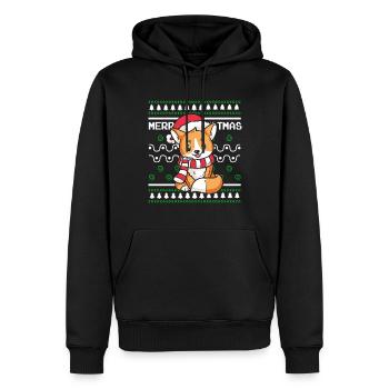 Moche pull de Noël Tshirt Renard de Noël - Sweat à capuche Premium bio Homme - noir - Devant - Nico (187cm)