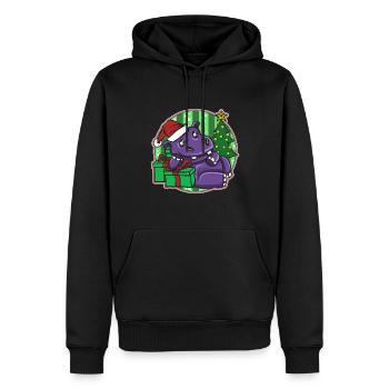 Ugly Christmas Sweater Tshirt Weihnachten Nilpferd - Männer Premium Bio Hoodie - Schwarz - Vorne - Nico (187cm)