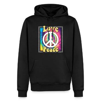 Hippie Tshirt Peace Movement Woodstock Boho Groove - Men’s Premium Organic Hoodie - black - Front - Nico (187cm)