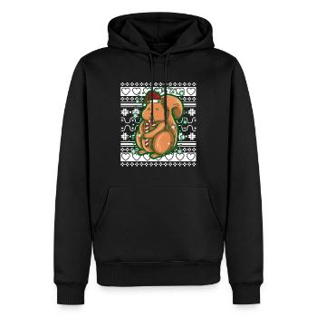 Pull de Noël moche Écureuil de Noël - Sweat à capuche Premium bio Homme - noir - Devant - Nico (187cm)