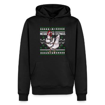 Pull de Noël moche Tshirt Poulet de Noël - Sweat à capuche Premium bio Homme - noir - Devant - Nico (187cm)