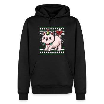 Pull de Noël moche Chat de Noël - Sweat à capuche Premium bio Homme - noir - Devant - Nico (187cm)