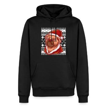 Pull de Noël moche Tshirt Carlin de Noël - Sweat à capuche Premium bio Homme - noir - Devant - Nico (187cm)
