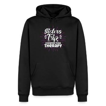 Sisters Trip Cheaper Than Therapy - Männer Premium Bio Hoodie - Schwarz - Vorne - Nico (187cm)