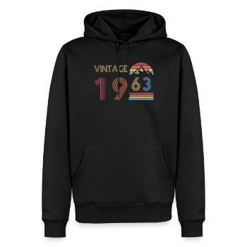 60. Geburtstag Jahrgang 1963 Vintage 1963 - Männer Premium Bio Hoodie - Schwarz - Vorne - Nico (187cm)