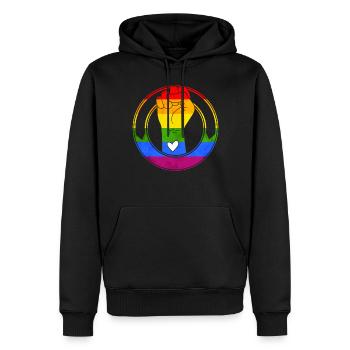 Mois de la fierté Merch Lgbt Arc-en-ciel - Sweat à capuche Premium bio Homme - noir - Devant - Nico (187cm)