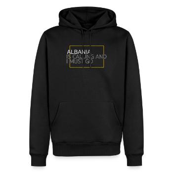 Albanie Dicton - Sweat à capuche Premium bio Homme - noir - Devant - Nico (187cm)