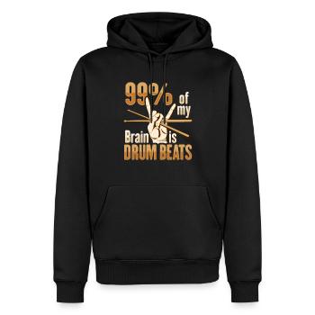Conception de percussions de batterie - Sweat à capuche Premium bio Homme - noir - Devant - Nico (187cm)