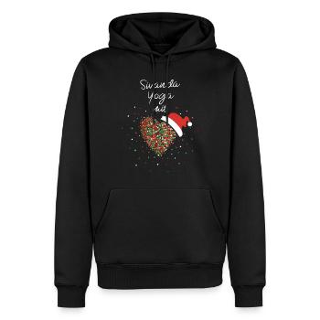 Sivanda Yoga mit Herz Weihnachtsmotiv Nikolaus - Männer Premium Bio Hoodie - Schwarz - Vorne - Nico (187cm)