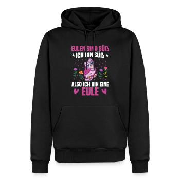 Eulen sind süß Mädchen Eule - Männer Premium Bio Hoodie - Schwarz - Vorne - Nico (187cm)