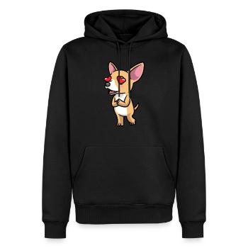Chiweenie Dog In Love Emoticon - Sweat à capuche Premium bio Homme - noir - Devant - Nico (187cm)