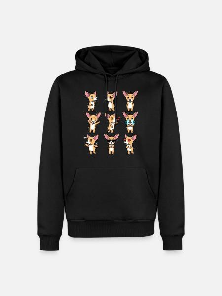 Chiweenie Dog Emoticon - Men’s Premium Organic Hoodie - black