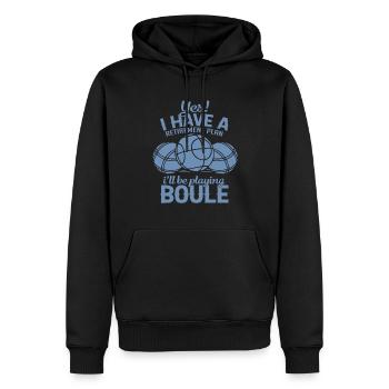 Régime de retraite Boule - Sweat à capuche Premium bio Homme - noir - Devant - Nico (187cm)