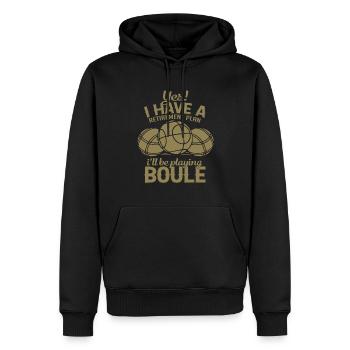 Régime de retraite Boule - Sweat à capuche Premium bio Homme - noir - Devant - Nico (187cm)