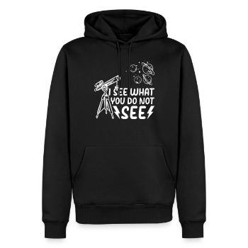 I See What You Do Not See - Solar System Astronomy - Men’s Premium Organic Hoodie - black - Front - Nico (187cm)