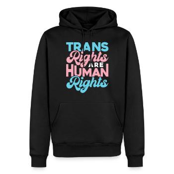 Les droits des transgenres sont des droits humains - Sweat à capuche Premium bio Homme - noir - Devant - Nico (187cm)