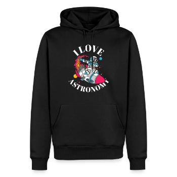 J’adore l’astronomie Astronaute spatial - Sweat à capuche Premium bio Homme - noir - Devant - Nico (187cm)
