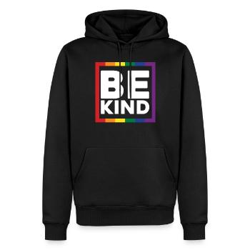 Be Kind - Männer Premium Bio Hoodie - Schwarz - Vorne - Nico (187cm)