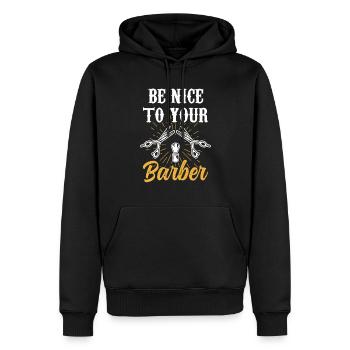 Soyez gentil avec votre barbier barbier profession de barbier - Sweat à capuche Premium bio Homme - noir - Devant - Nico (187cm)