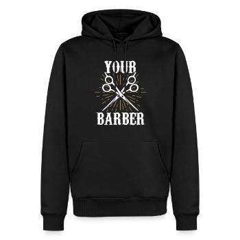 Votre profession de barbier Barbier Barbier - Sweat à capuche Premium bio Homme - noir - Devant - Nico (187cm)
