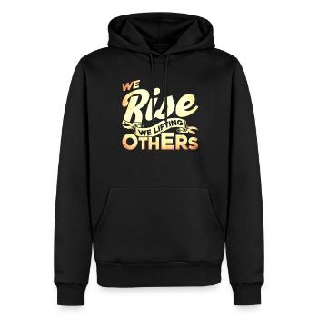 We Rise We Lifting Others - Men’s Premium Organic Hoodie - black - Front - Nico (187cm)