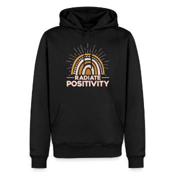 Rayonner de positivité - Sweat à capuche Premium bio Homme - noir - Devant - Nico (187cm)