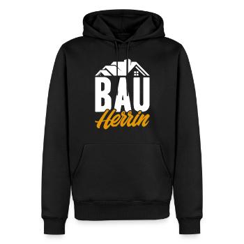 Bauherrin - Männer Premium Bio Hoodie - Schwarz - Vorne - Nico (187cm)
