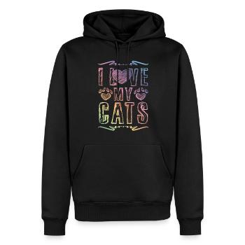 I Love my Cats - Männer Premium Bio Hoodie - Schwarz - Vorne - Nico (187cm)