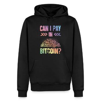 pay with bitcoin - Männer Premium Bio Hoodie - Schwarz - Vorne - Nico (187cm)