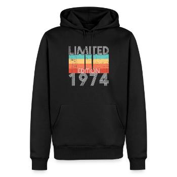 Édition Limitée Rétro 1974 - Sweat à capuche Premium bio Homme - noir - Devant - Nico (187cm)