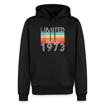 Edition Limitée Rétro 1973 - Sweat à capuche Premium bio Homme - noir - Devant - Nico (187cm)
